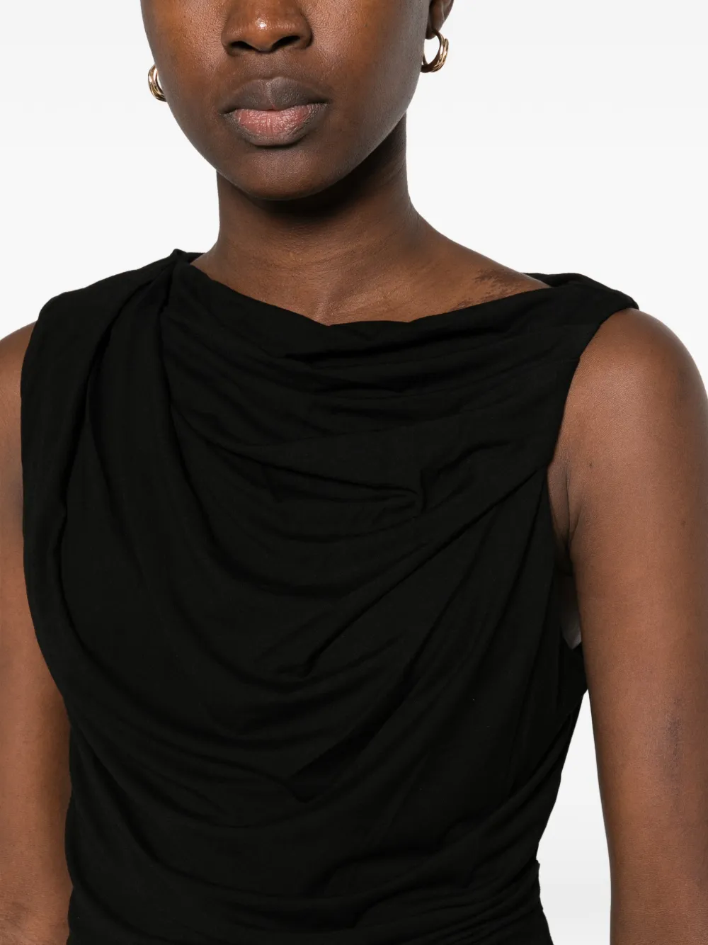 ENTIRE STUDIOS draped-neck sleeveless top Zwart