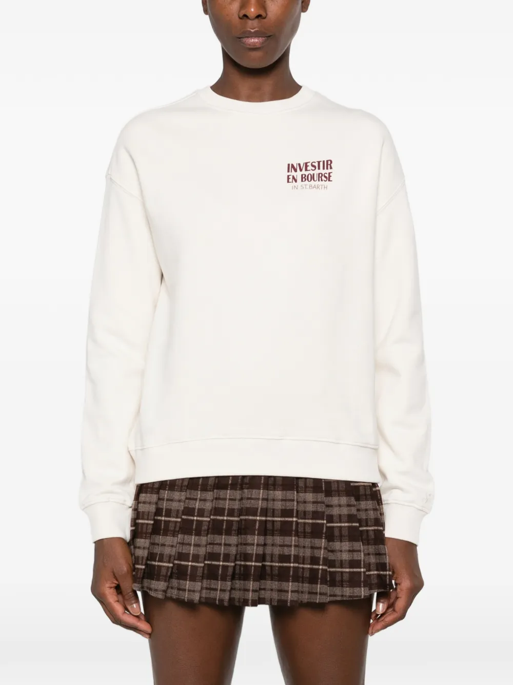 MC2 Saint Barth Stardust slogan-print crew-neck sweatshirt Beige