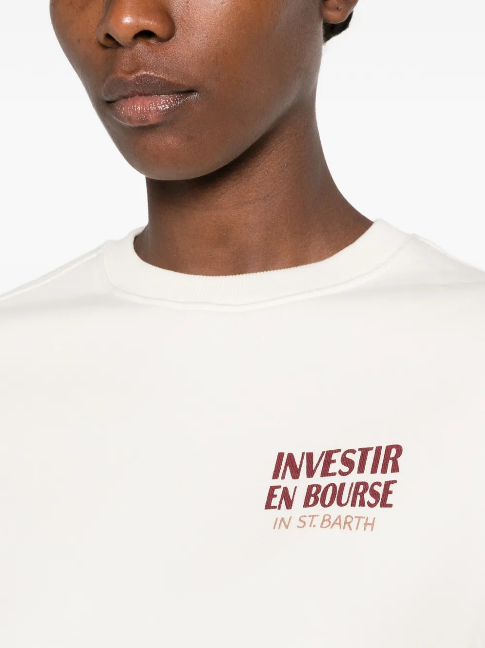 MC2 Saint Barth Stardust slogan-print crew-neck sweatshirt Beige