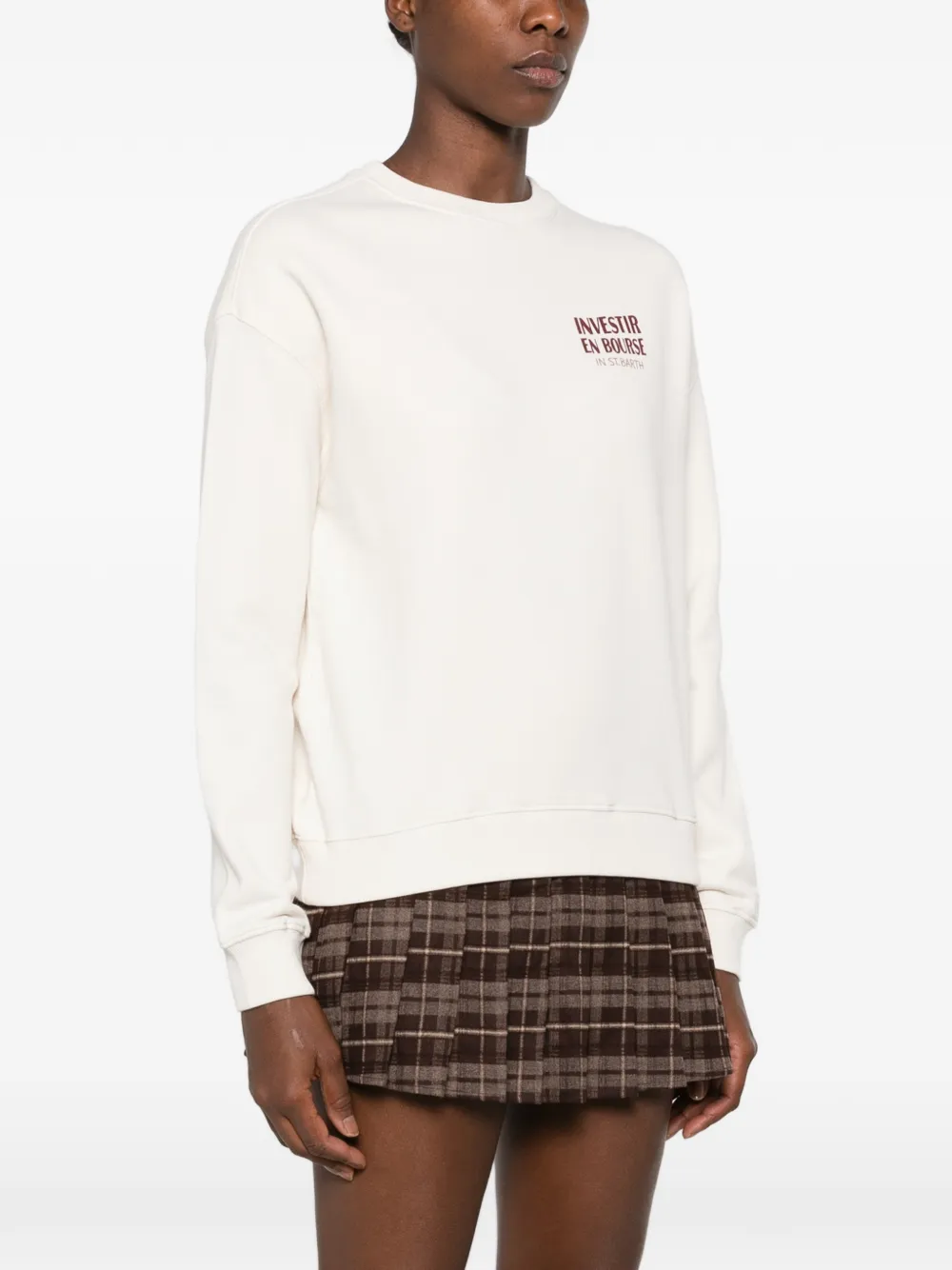 MC2 Saint Barth Stardust slogan-print crew-neck sweatshirt Beige
