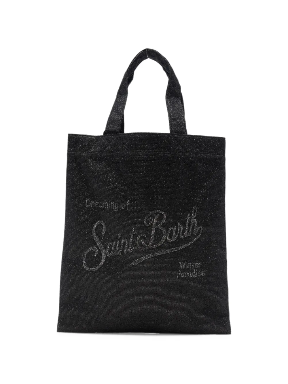 MC2 Saint Barth mini Essential glitter-effect logo-embroidered tote bag Zwart