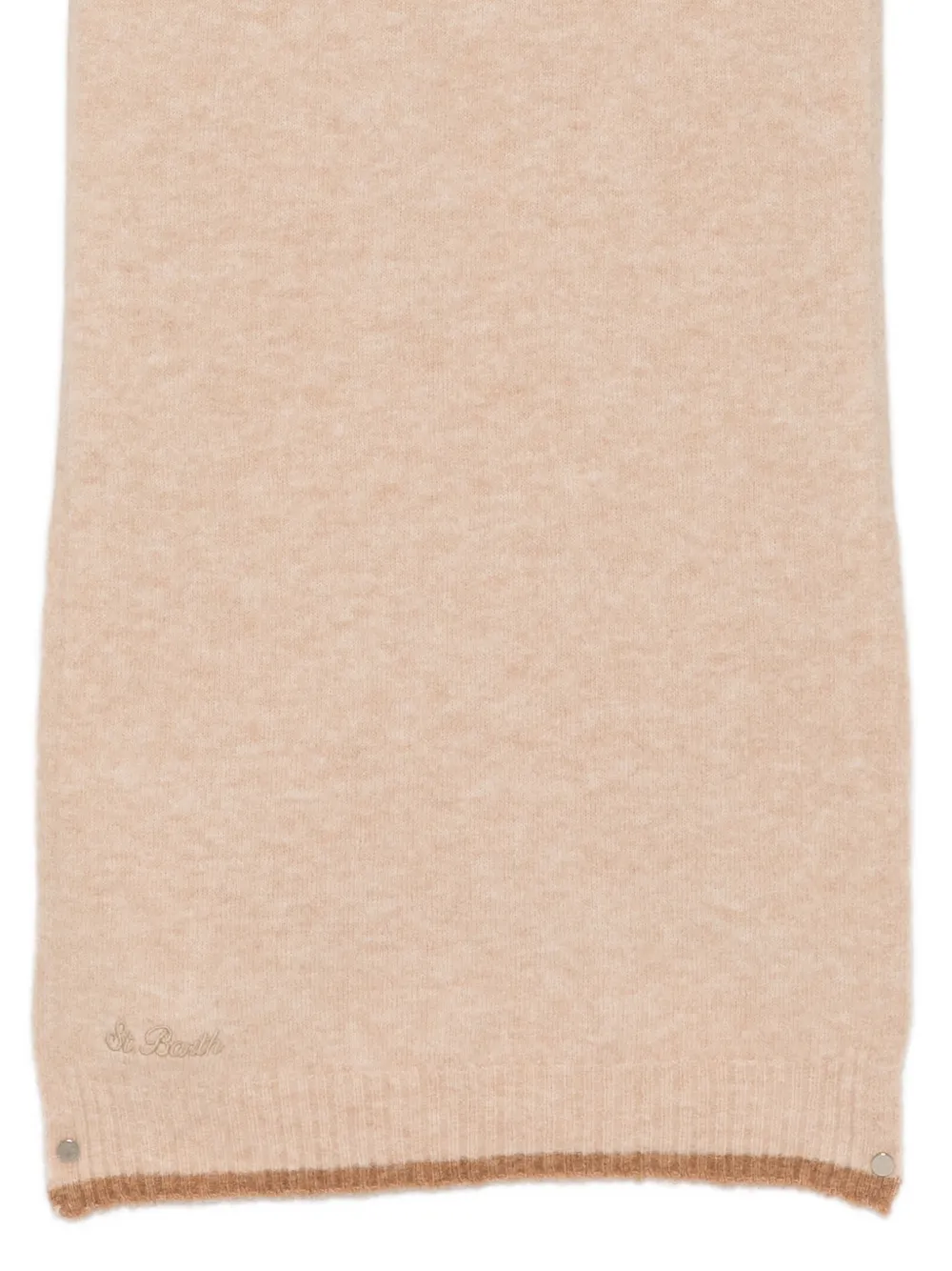 MC2 Saint Barth logo-embroidered knitted scarf Beige