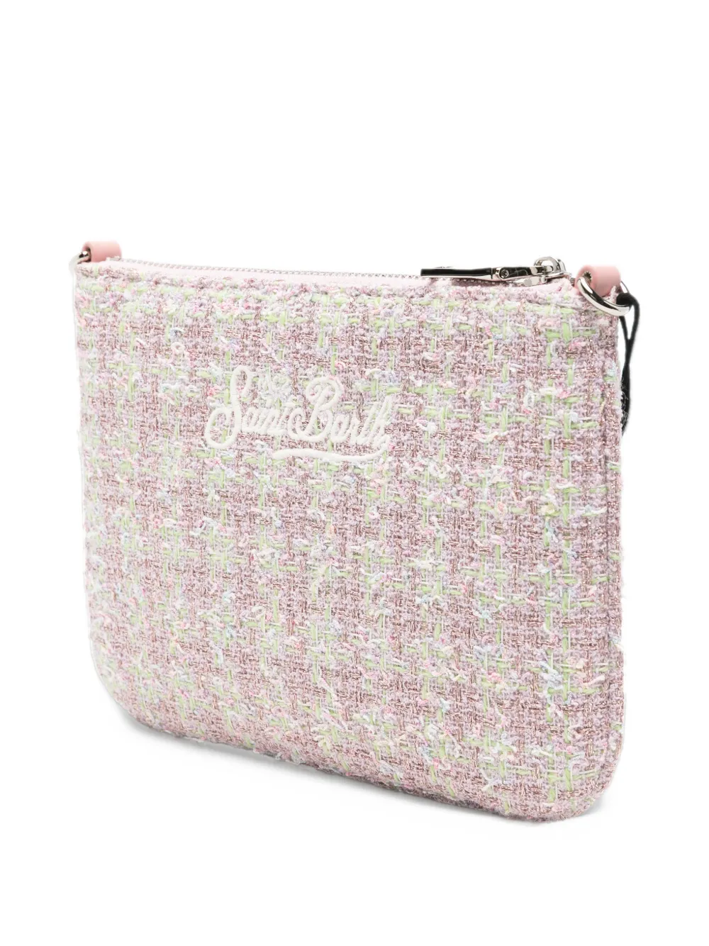 MC2 Saint Barth tweed logo-embroidered clutch bag Roze