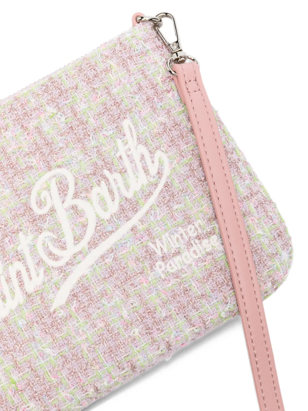 MC2 Saint Barth tweed logo-embroidered clutch bag Roze