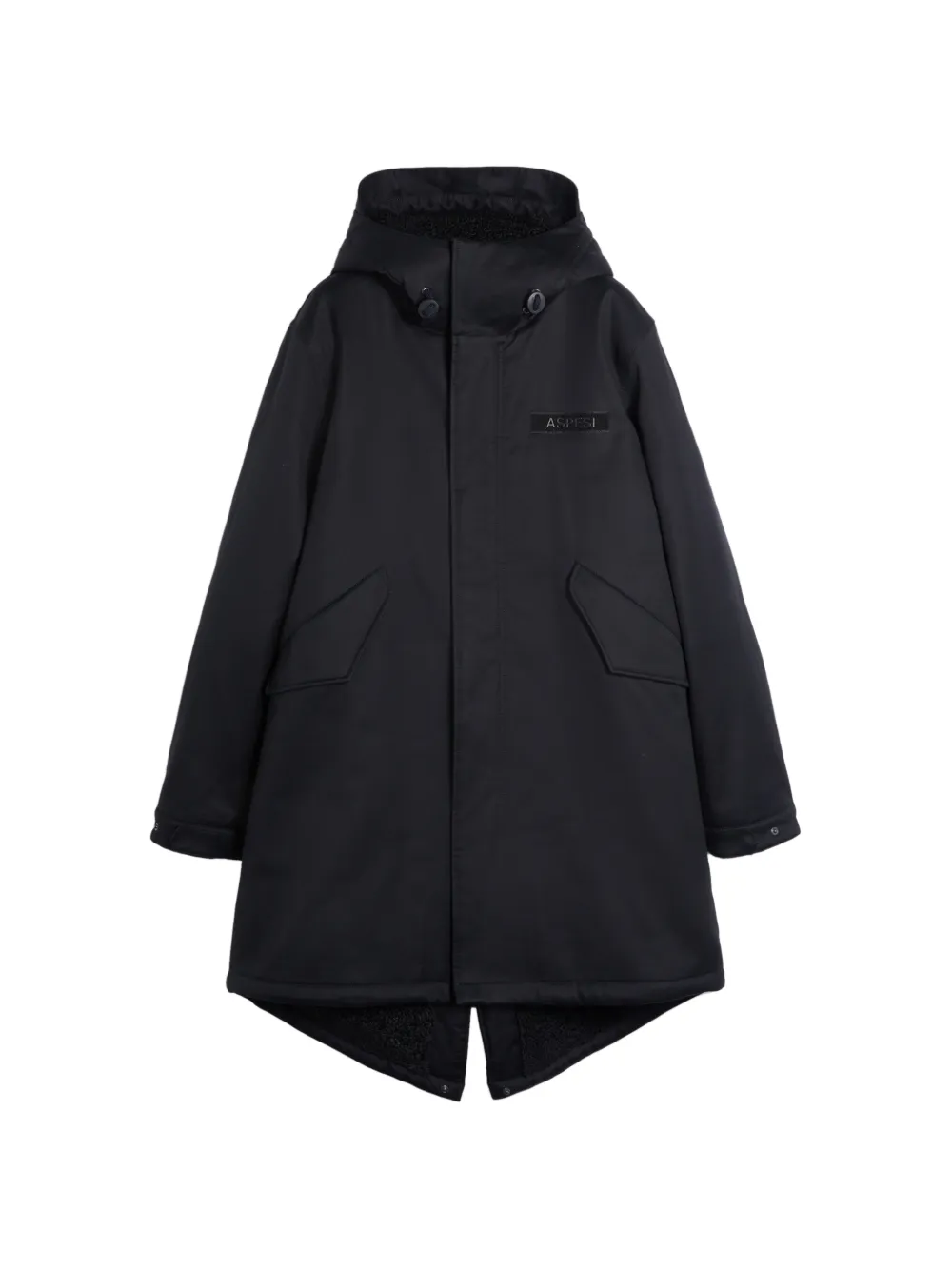 ASPESI logo-patch hooded parka coat | Black | Image 1