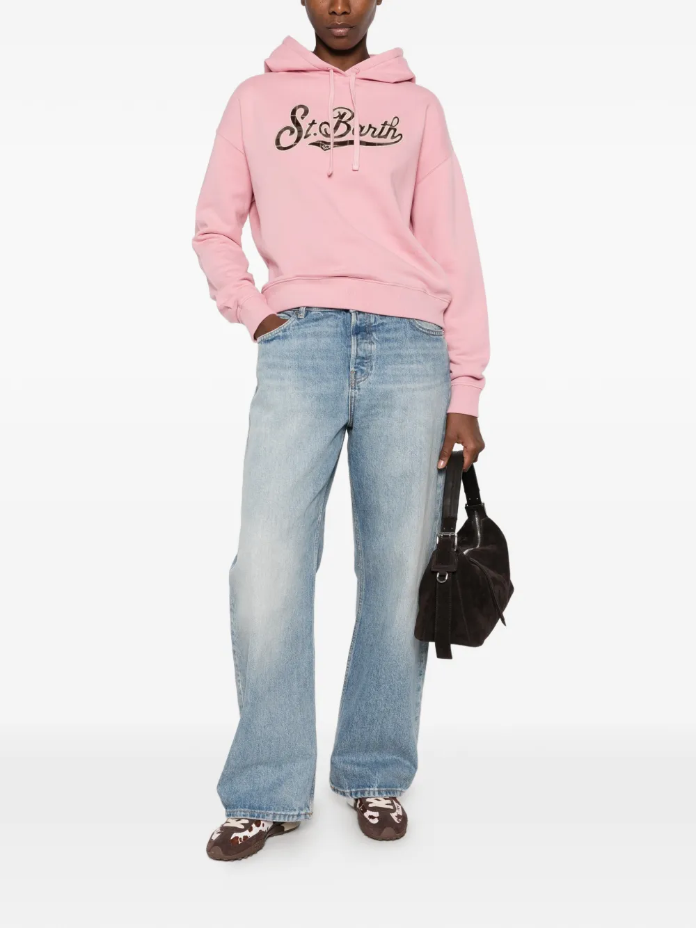 MC2 Saint Barth Mindy logo-patch drawstring hoodie Roze