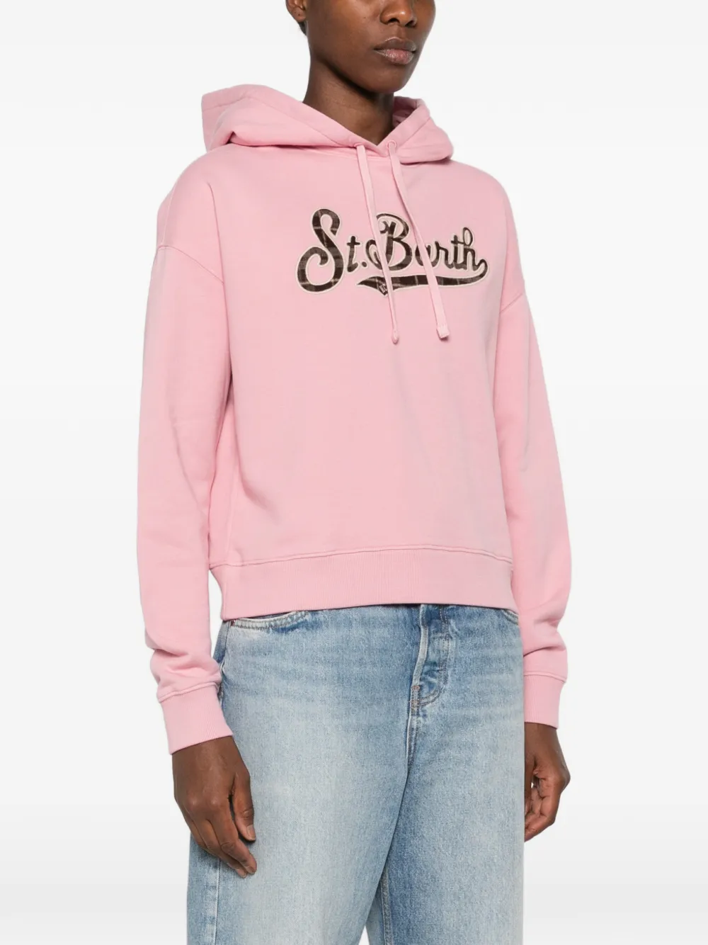 MC2 Saint Barth Mindy logo-patch drawstring hoodie Roze