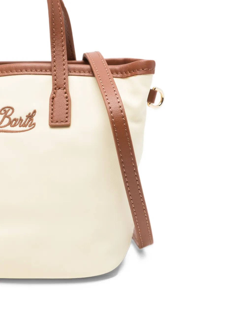 MC2 Saint Barth mini City logo-embroidered contrast-trim tote bag Beige