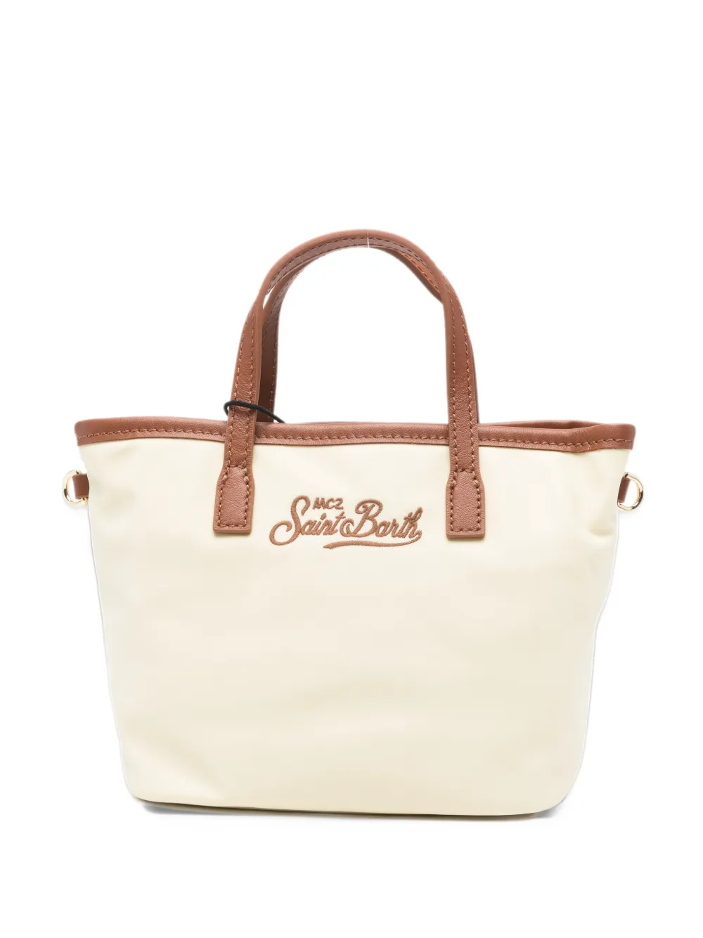 MC2 Saint Barth mini City logo-embroidered contrast-trim tote bag Beige