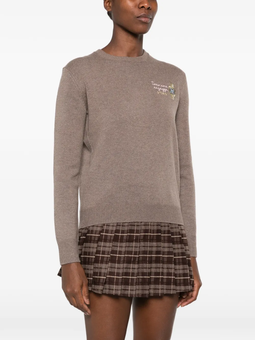 MC2 Saint Barth New Queen embroidered crew-neck sweater Beige