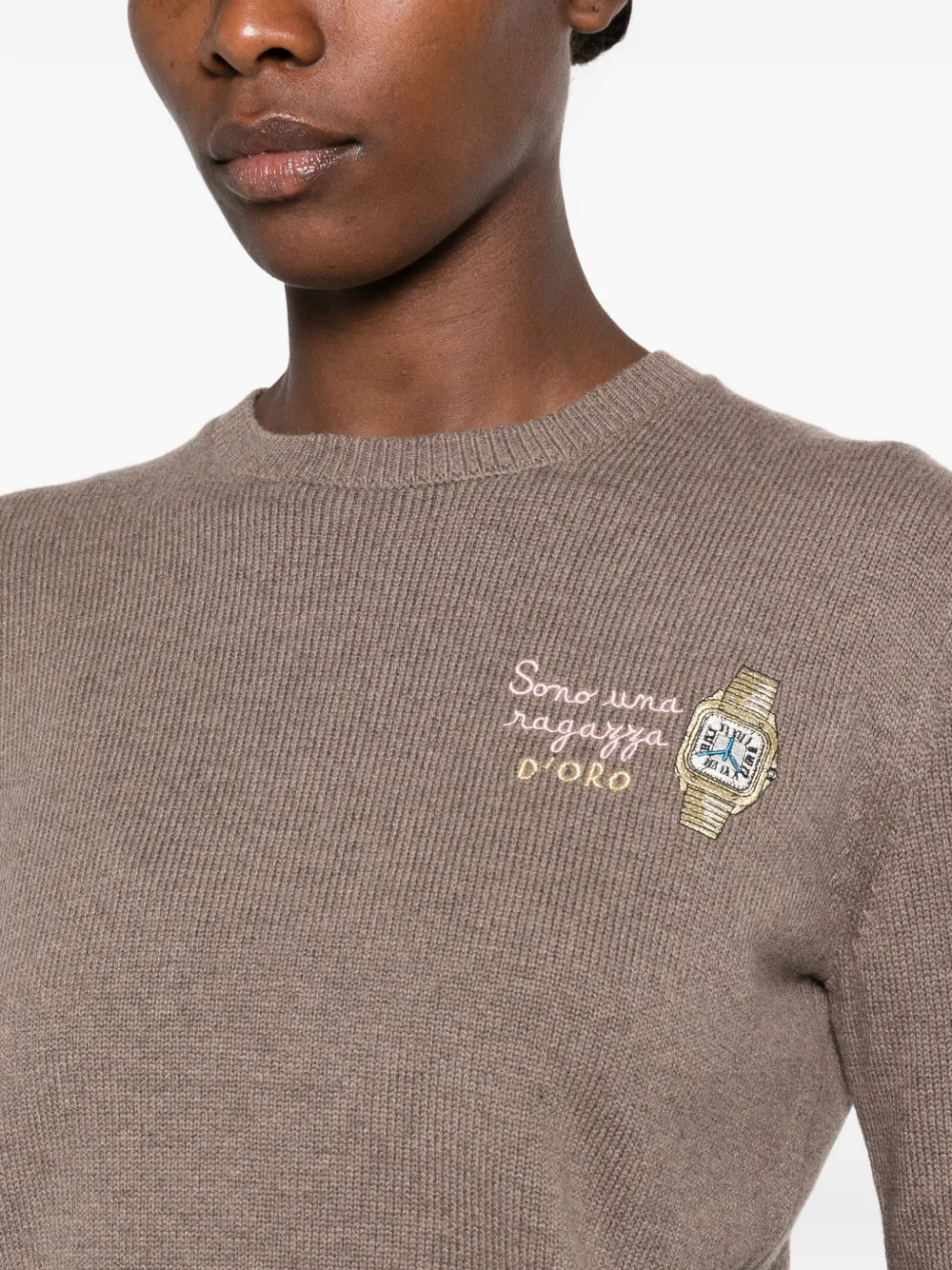 MC2 Saint Barth New Queen embroidered crew-neck sweater Beige