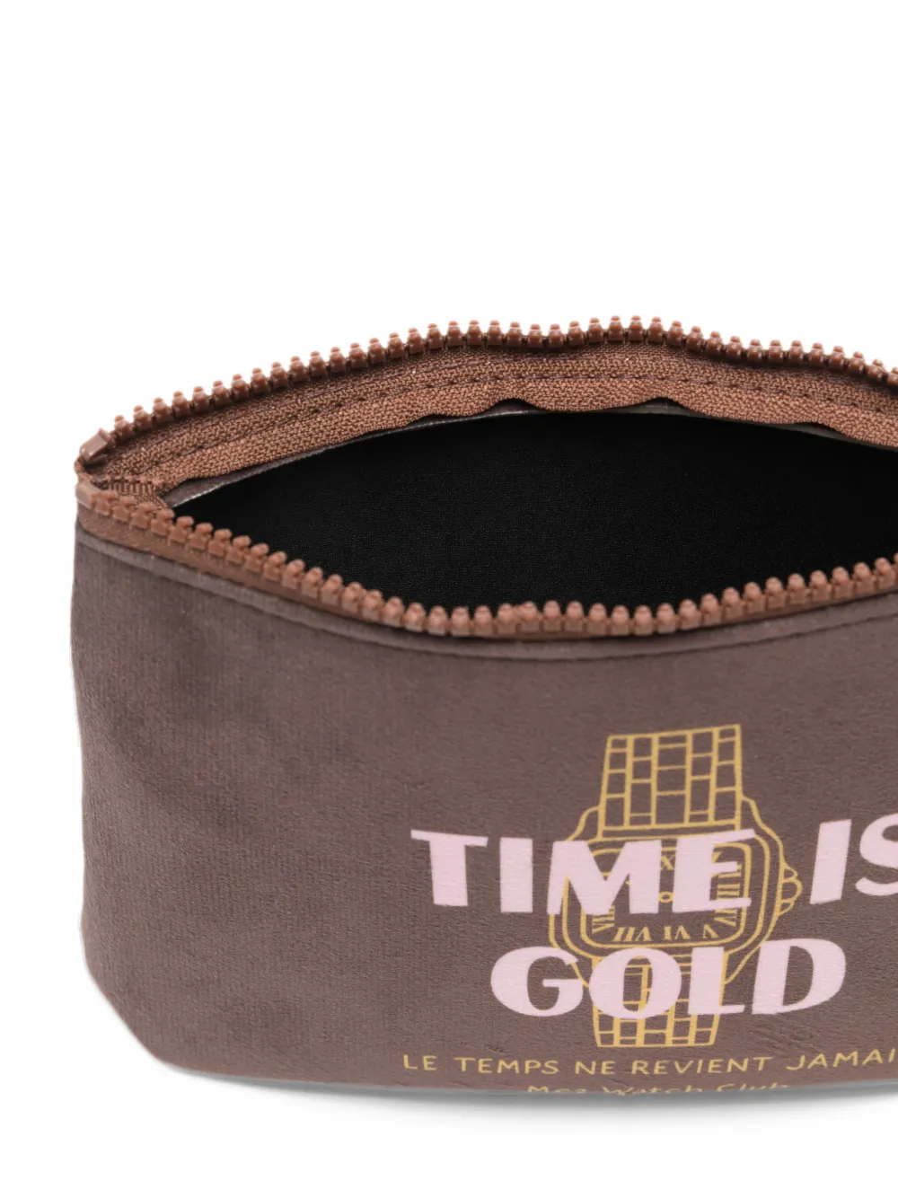 MC2 Saint Barth Aline slogan-print zip-top clutch bag Bruin
