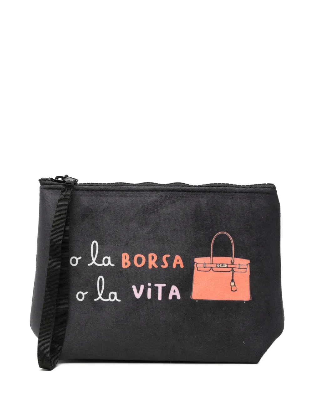 MC2 Saint Barth Clutch met slogan-print en ritssluiting Zwart