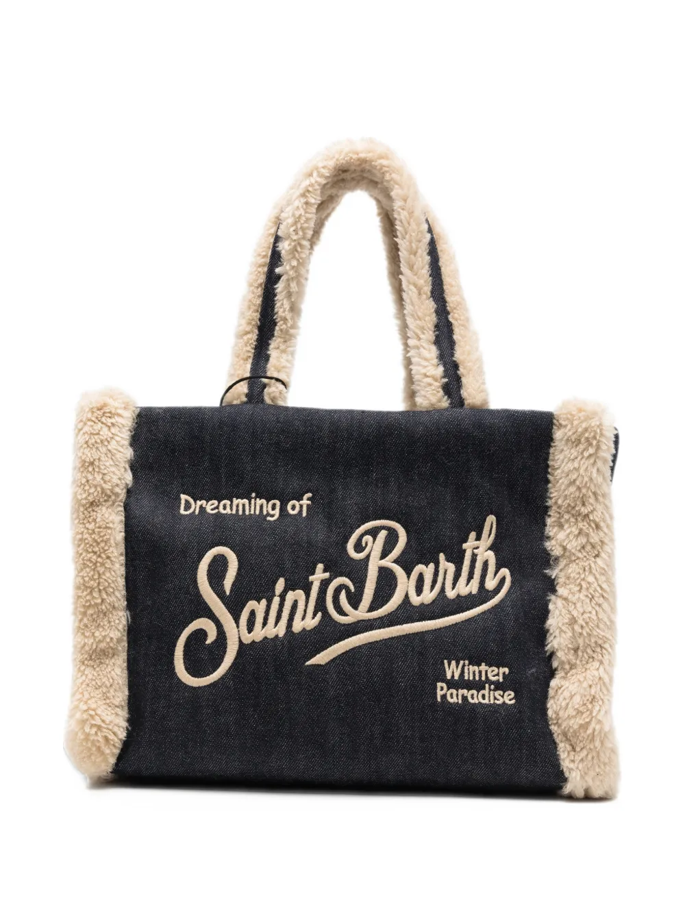 MC2 Saint Barth Colette faux-shearling denim tote bag Blauw