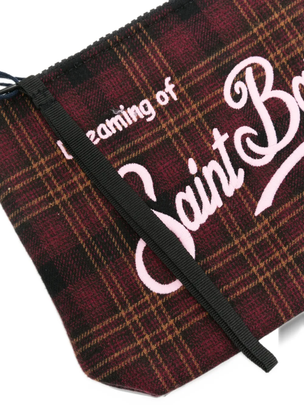 MC2 Saint Barth tartan-check embroidered clutch bag Rood