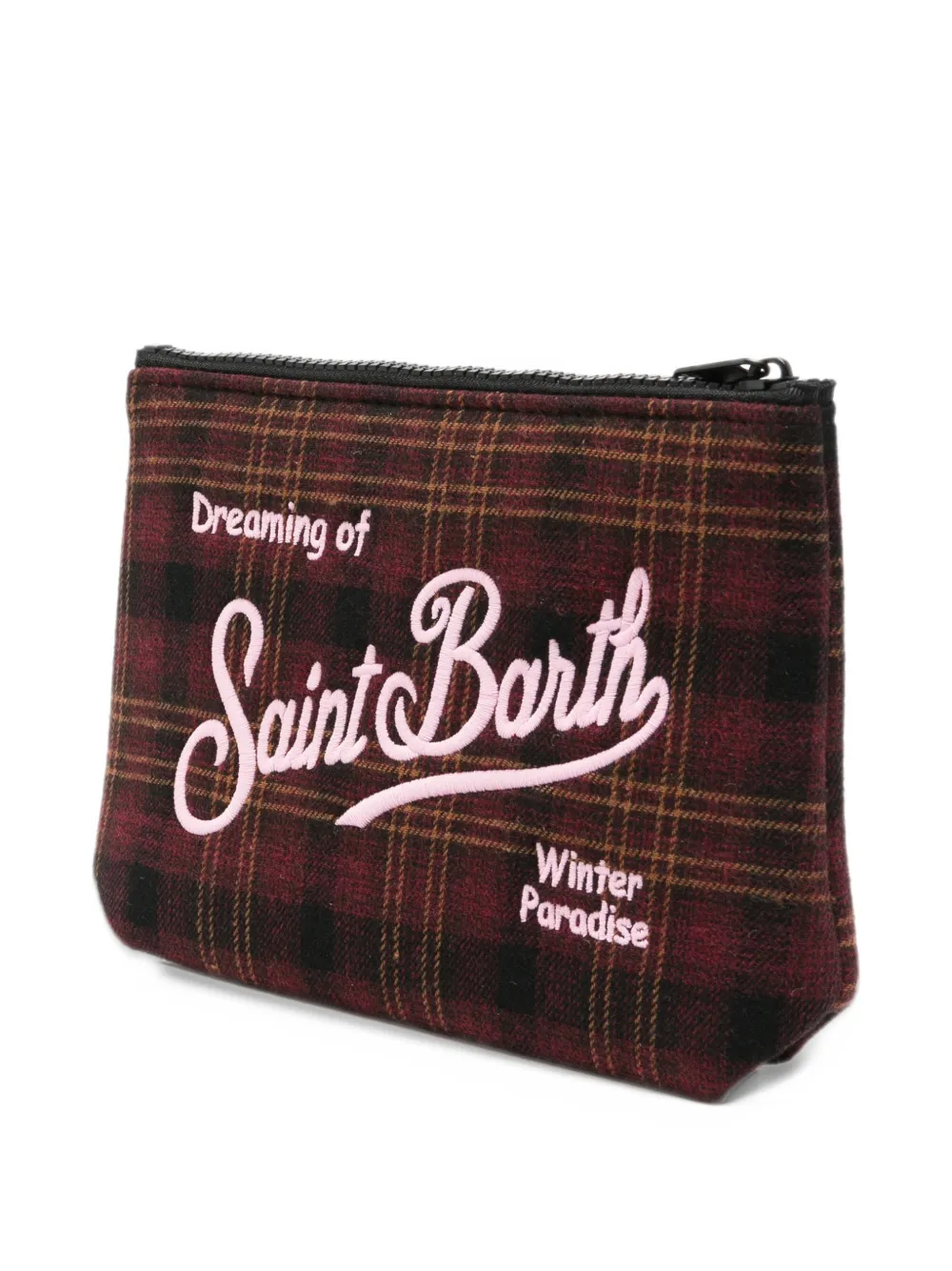 MC2 Saint Barth tartan-check embroidered clutch bag Rood