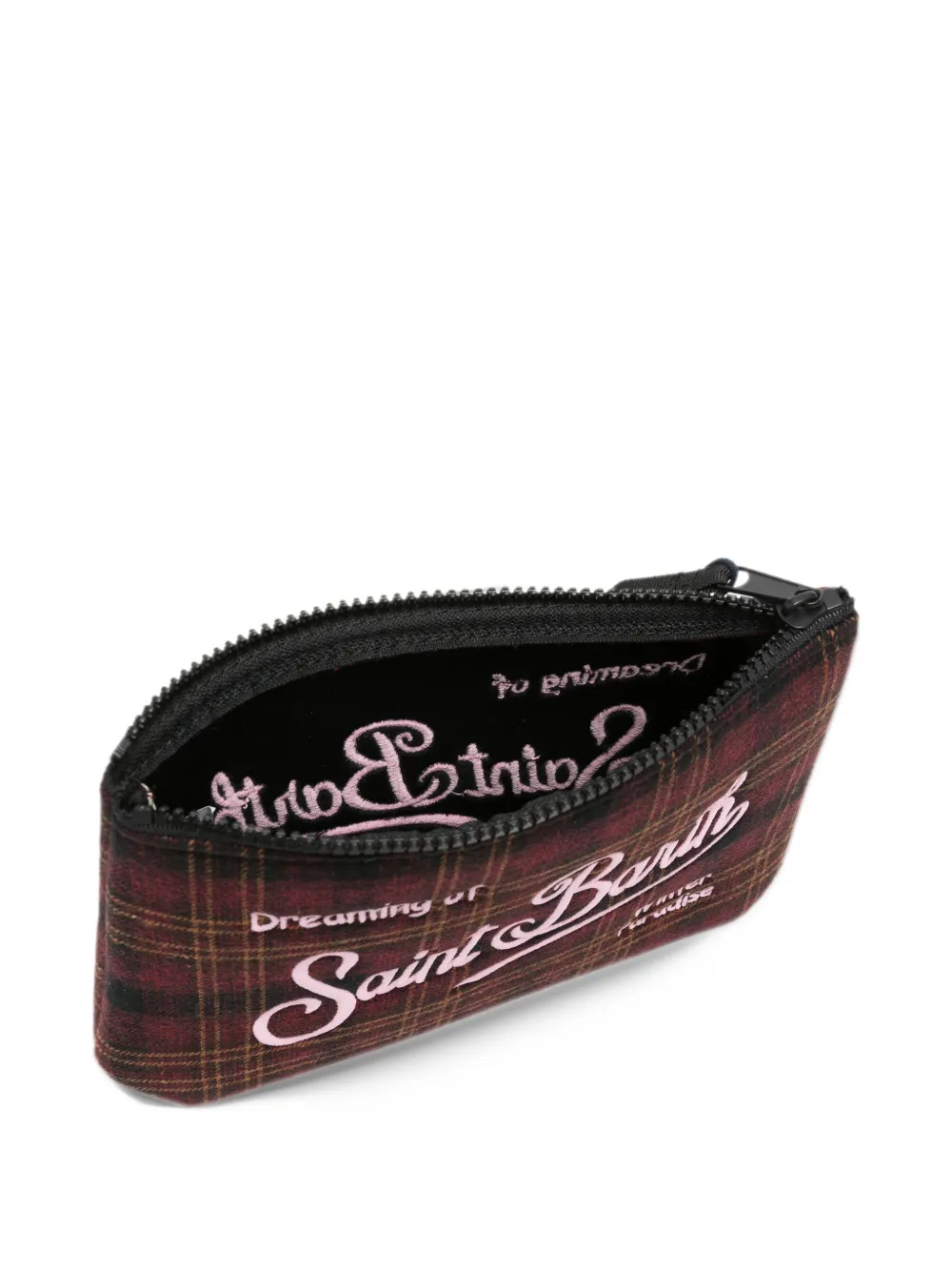 MC2 Saint Barth tartan-check embroidered clutch bag Rood