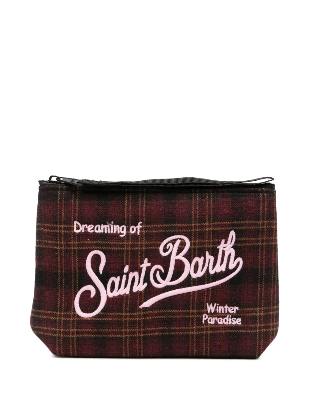 MC2 Saint Barth tartan-check embroidered clutch bag Rood