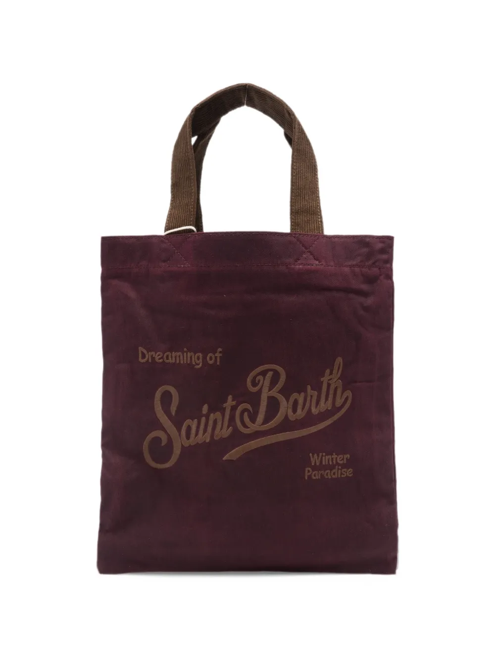 MC2 Saint Barth mini Essential logo-embroidered corduroy-handle tote bag Rood
