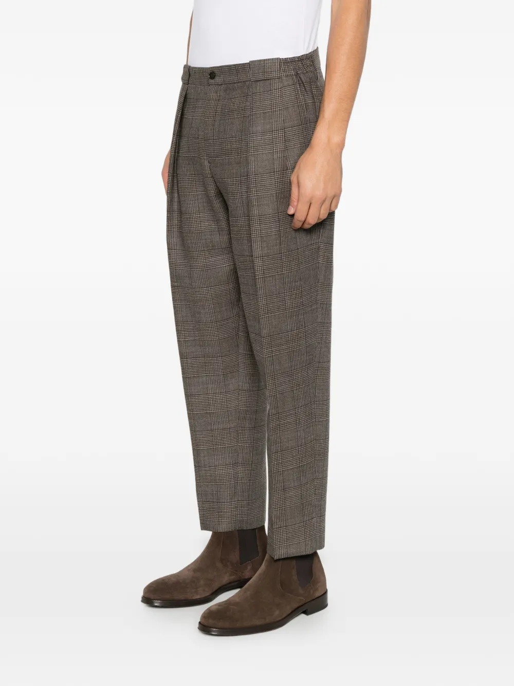 Briglia 1949 Portobello check pleated trousers Bruin