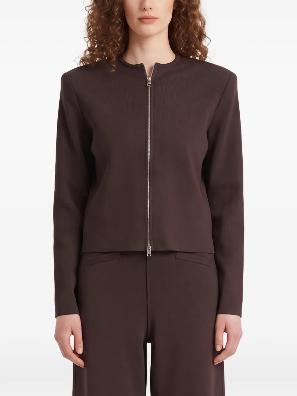 The Frankie Shop Mael padded cardigan in brown
