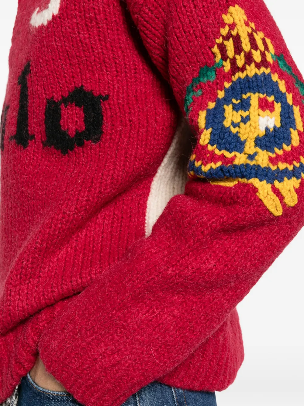 Polo Ralph Lauren logo-intarsia ribbed-knit polo shirt Rood