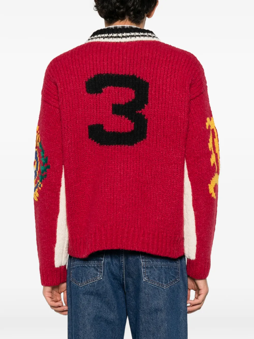 Polo Ralph Lauren logo-intarsia ribbed-knit polo shirt Rood