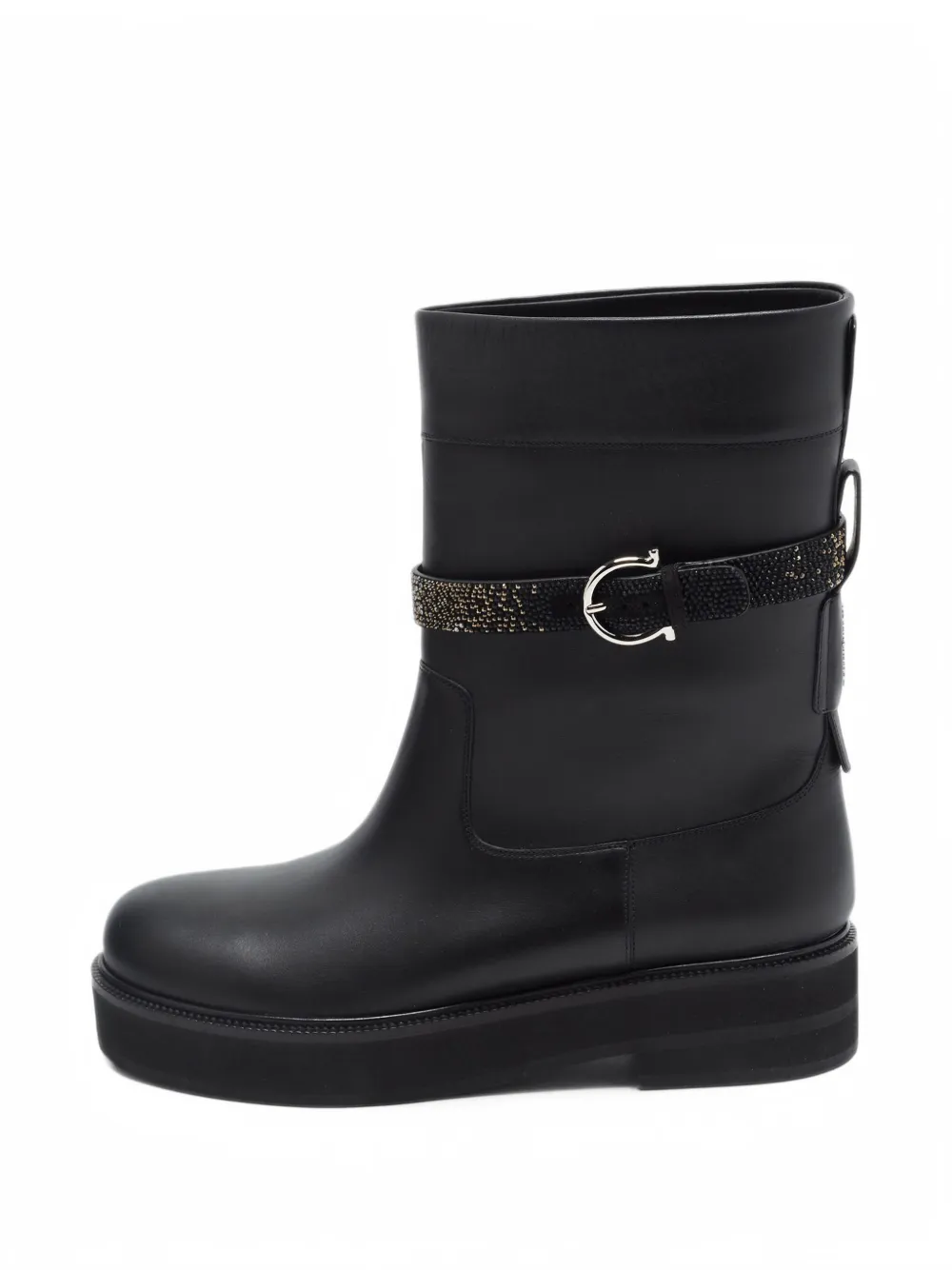 Ferragamo Pre-Owned Ean buckled biker boots - Nero