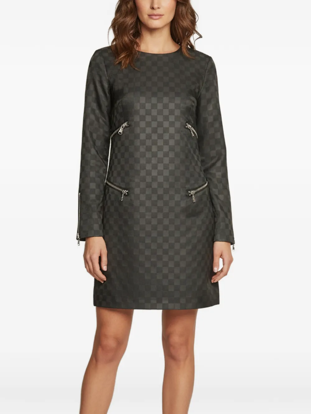 Marc By Marc Jacobs checker-pattern zip-detail mini dress - Nero