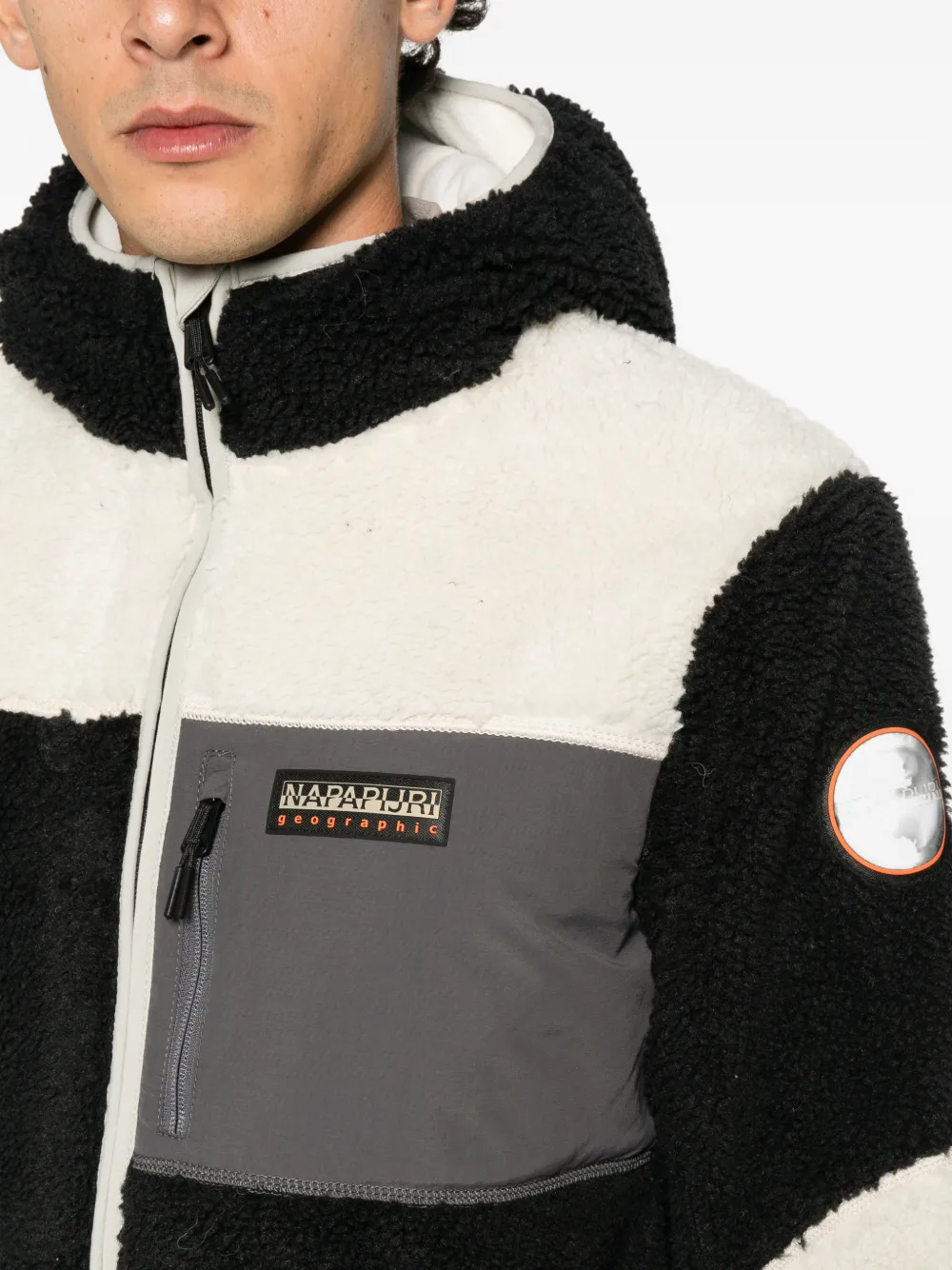 Napapijri fleece-texture hooded sweater Zwart