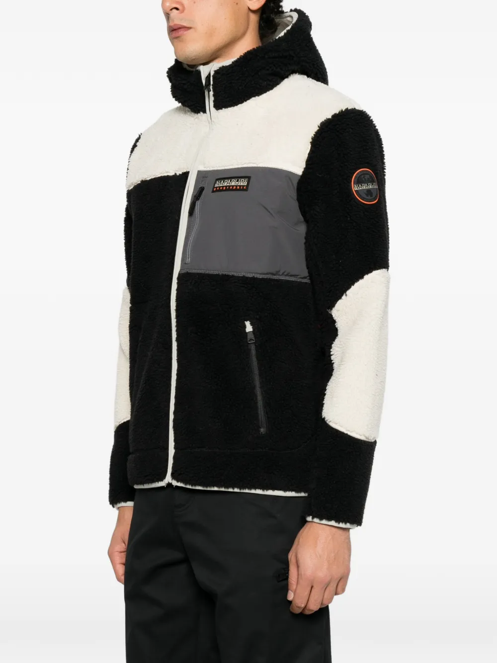 Napapijri fleece-texture hooded sweater Zwart