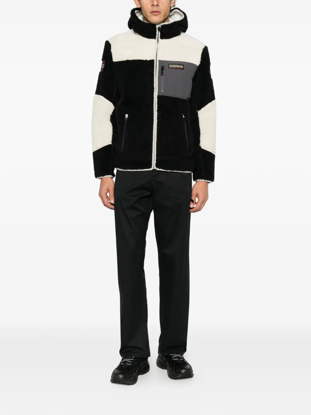 Napapijri fleece-texture hooded sweater Zwart