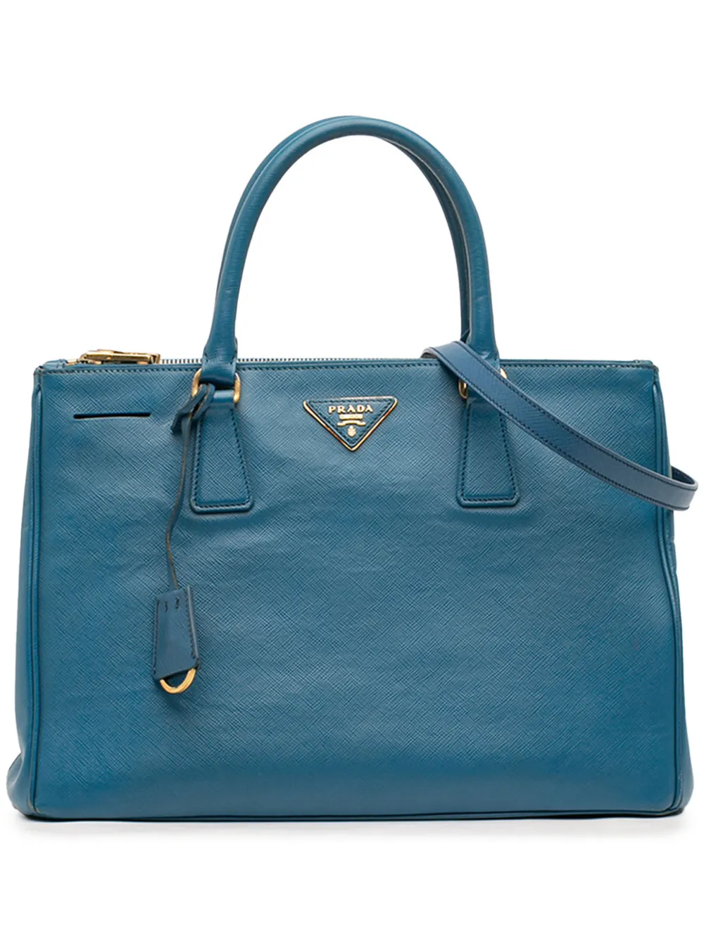 Prada Pre-Owned 2010-2026 Medium Saffiano Lux Galleria Double Zip satchel - Blu