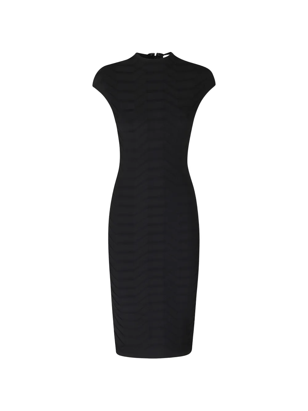Hervé Léger chevron-knit cap-sleeve midi dress - Nero