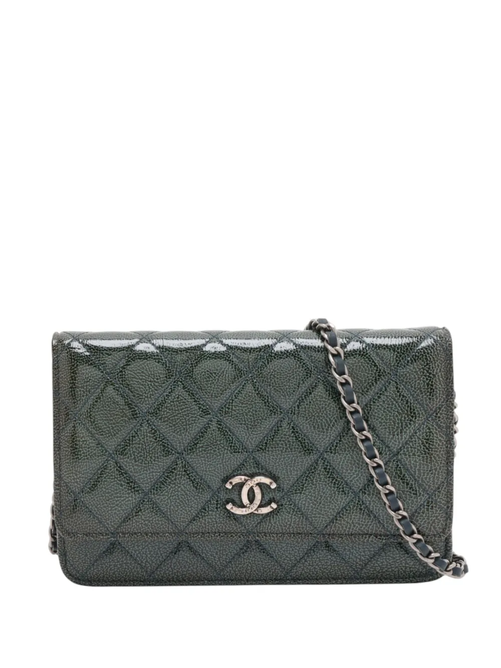 CHANEL Pre-Owned 2014 CC Quilted Patent Wallet On Chain crossbody bag - Grün