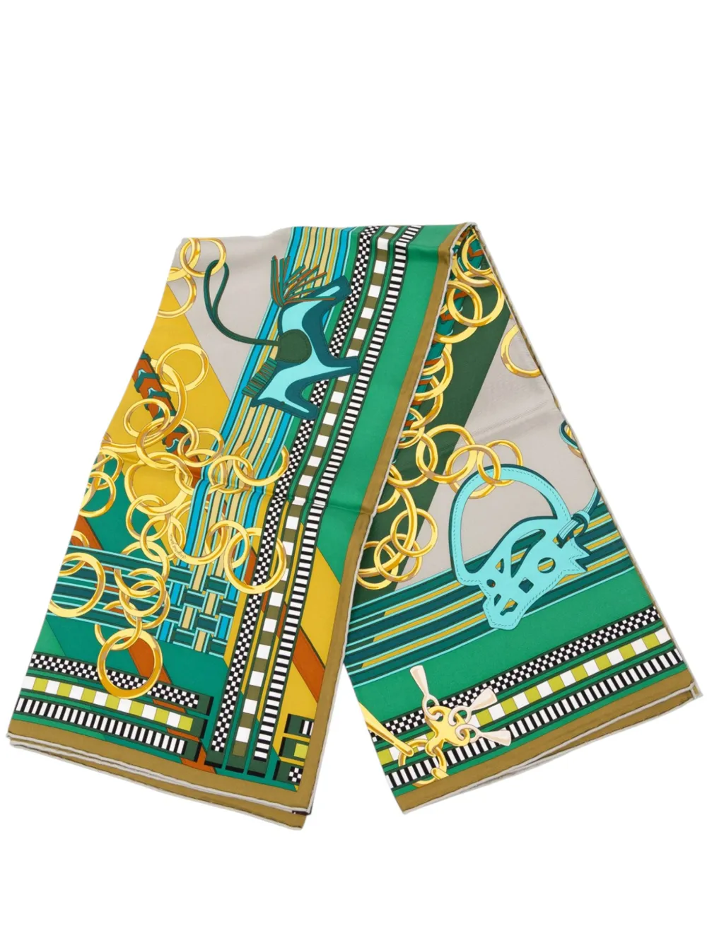 Hermès Pre-Owned 2014-2026 Brides et Gris Gris Silk Scarf 90 scarves - Grün