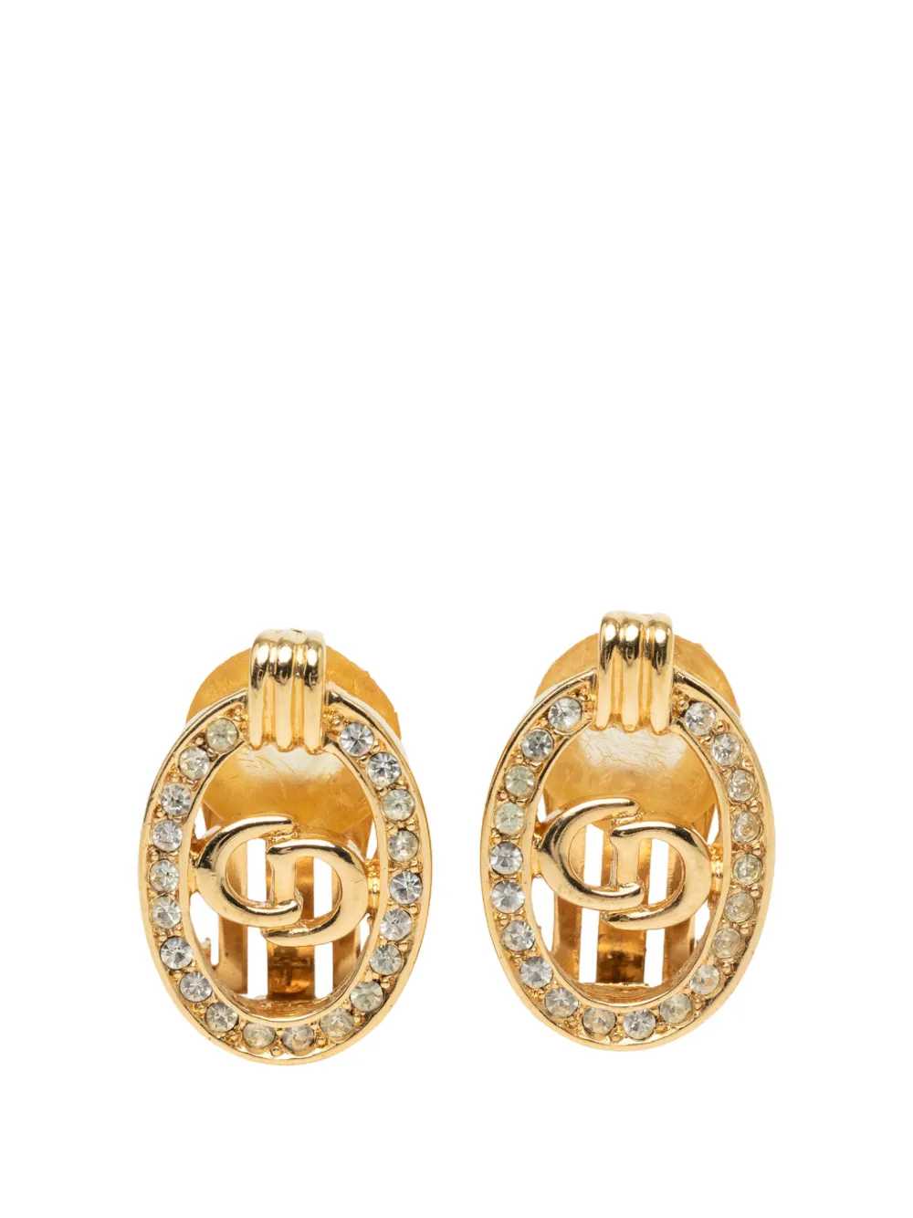 Christian Dior Pre-Owned 20th Century Gold Plated Strass CD Logo Clip On Earrings costume earrings - Oro