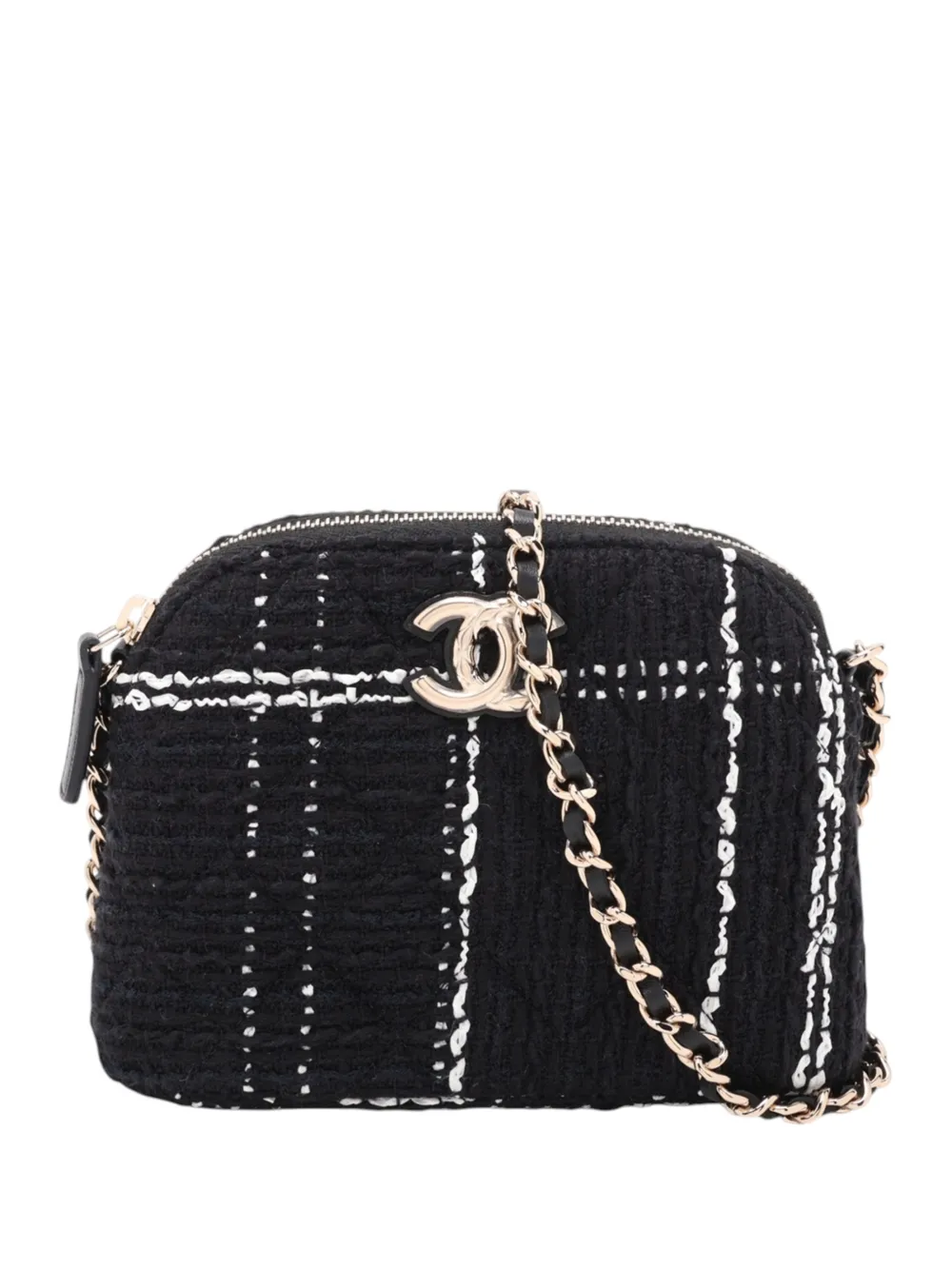 CHANEL Pre-Owned 2021-2026 Mini CC Stitched Tweed VIP crossbody bag - Schwarz