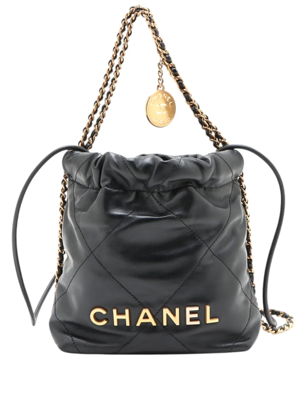 CHANEL Pre-Owned 2021-2026 Mini Shiny Calfskin 22 Handbag satchel - Schwarz