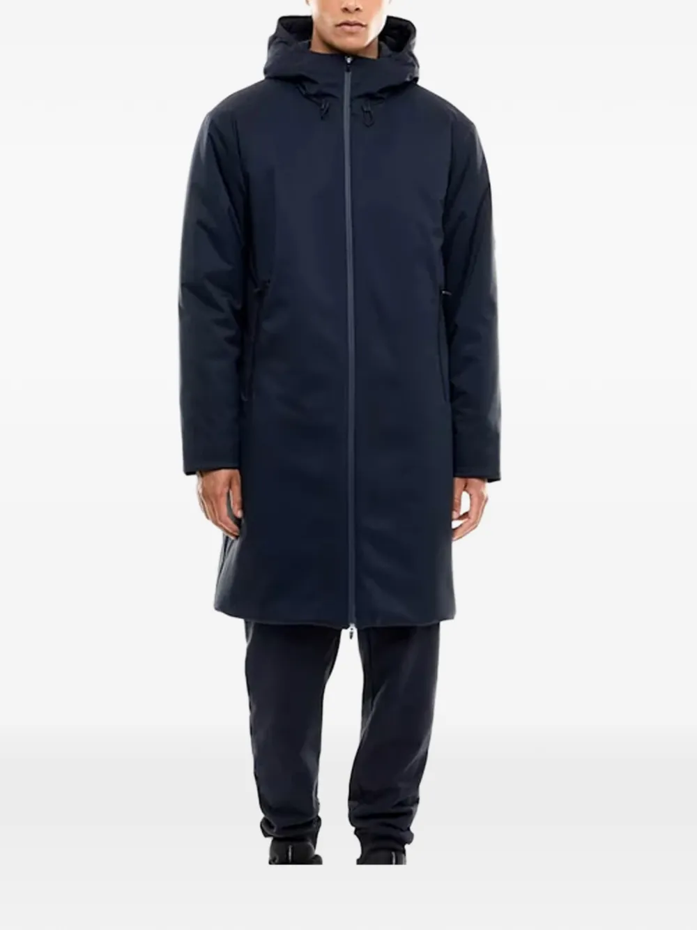 Ea7 Emporio Armani Caban hooded zip-up coat Blauw