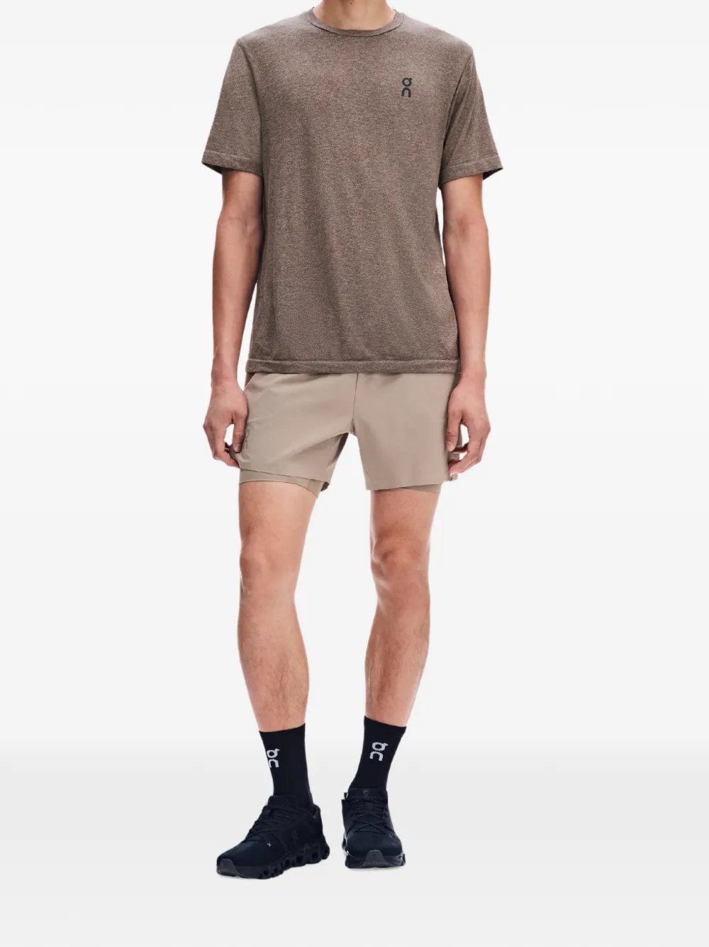 On Train 2-in-1 shorts Beige