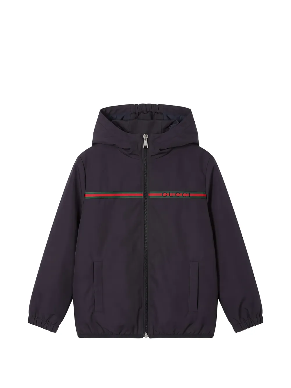 Gucci Kids Web-stripe logo-print jacket Blauw