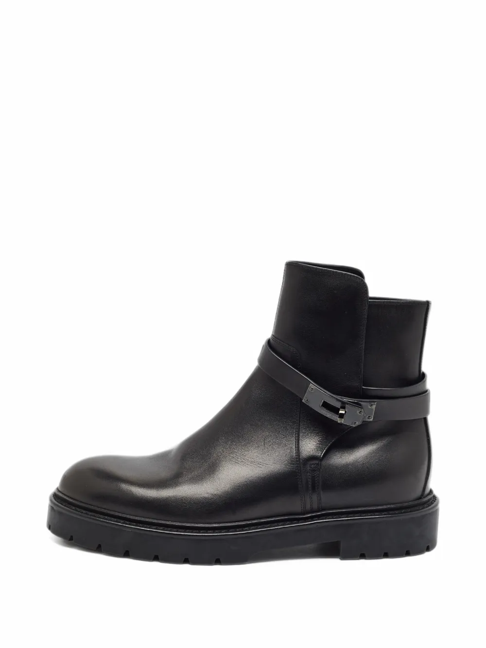 Hermès Pre-Owned Jeff buckle ankle boots - Black