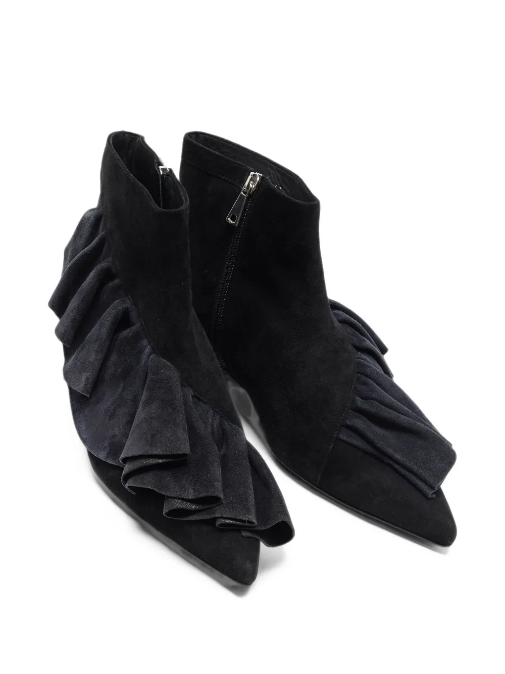 JW Anderson ruffle-detail suede ankle boots - Schwarz