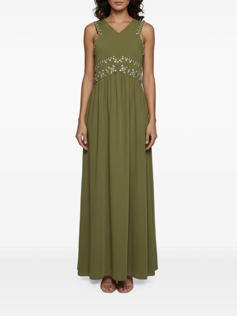 Tory Burch Louisa long sleeveless gown - Grün
