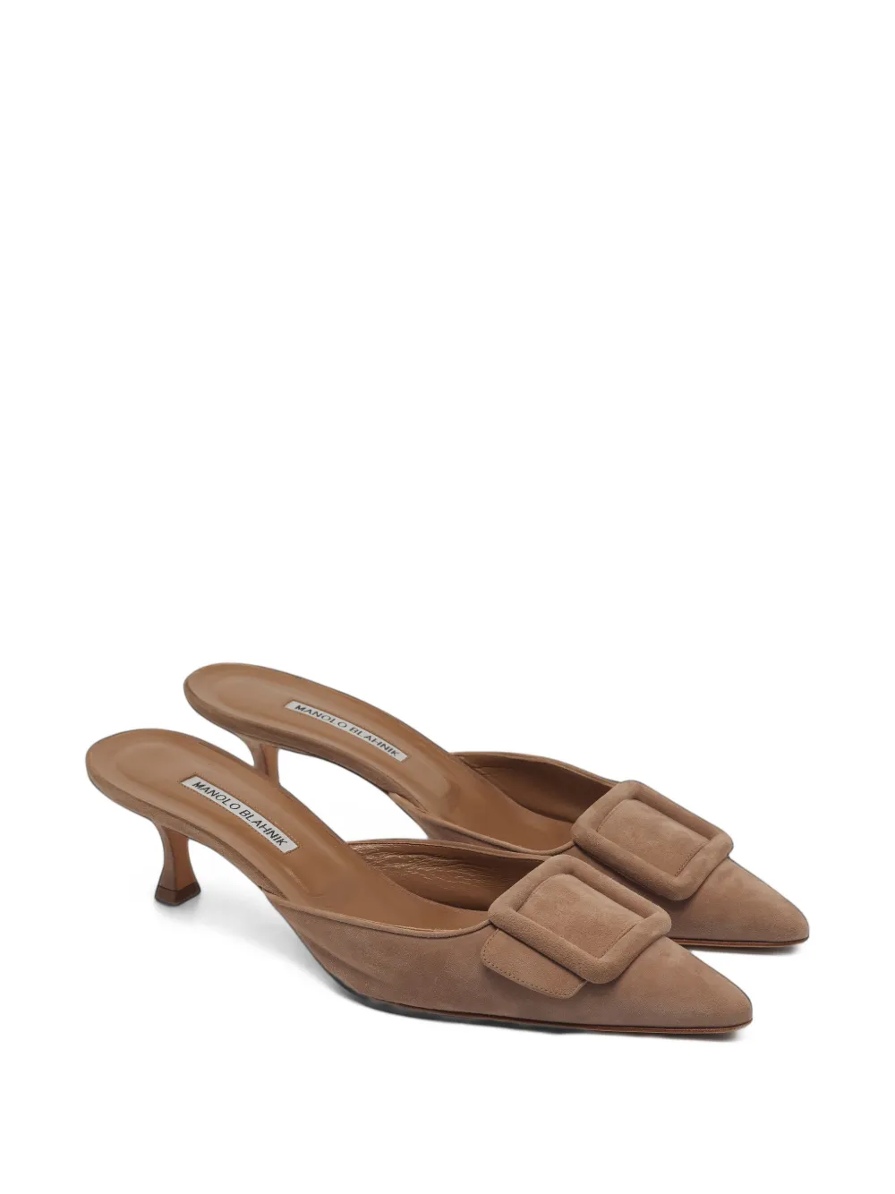 Manolo Blahnik Maysale buckle heeled mules - Braun