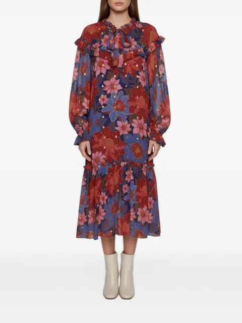 FARM Rio Floral-print tiered midi dress