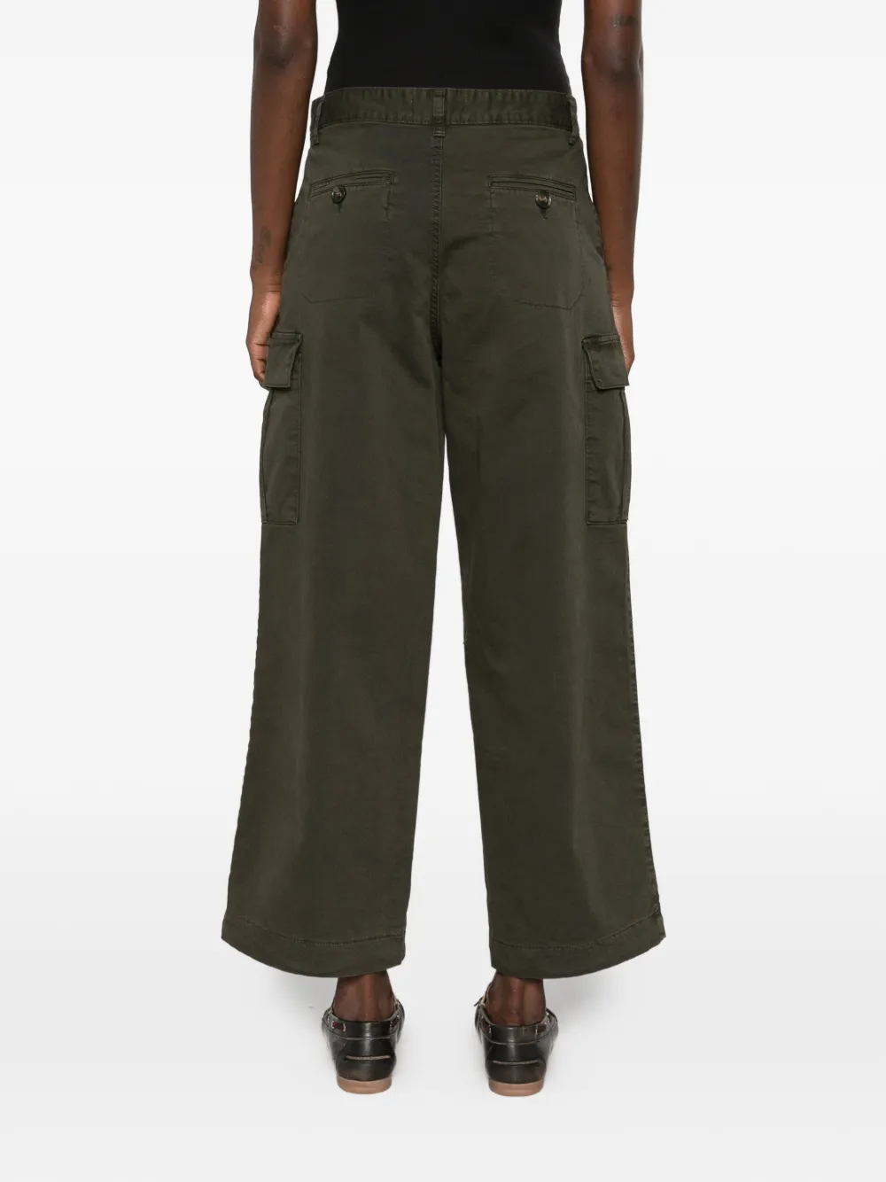 LOIS JEANS gabardine wide-leg cargo pants Groen