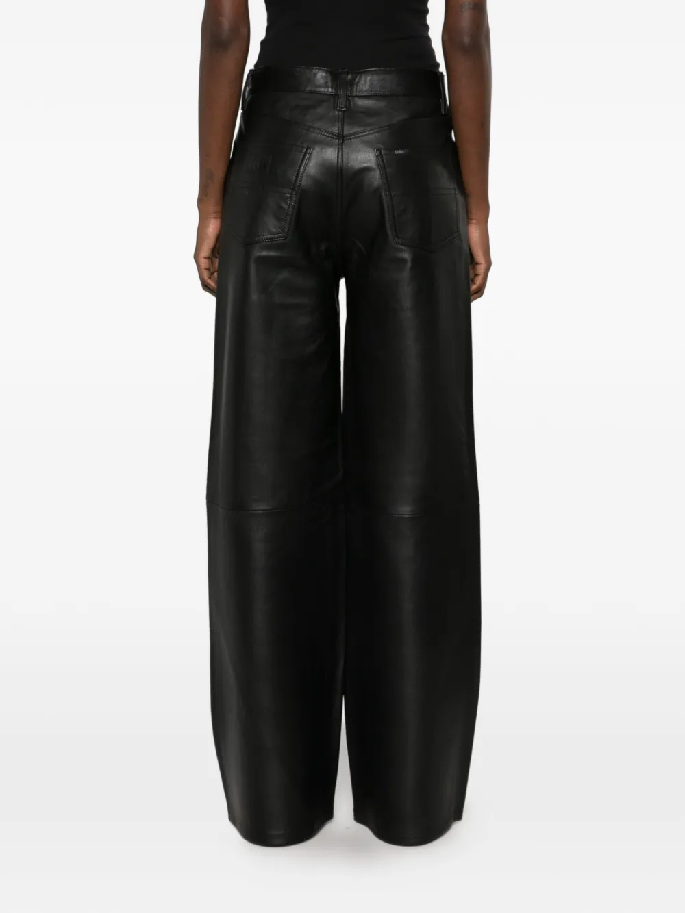 LOIS JEANS leather wide-leg trousers Zwart