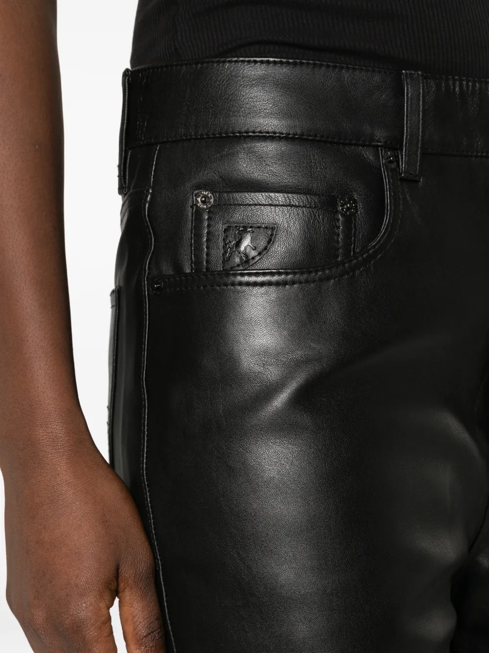 LOIS JEANS leather wide-leg trousers Zwart